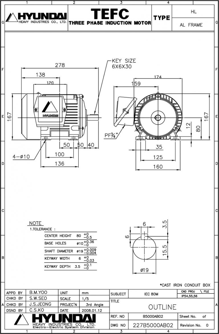 80M B3 4P용 전동기(HORIZONTAL MOTOR)