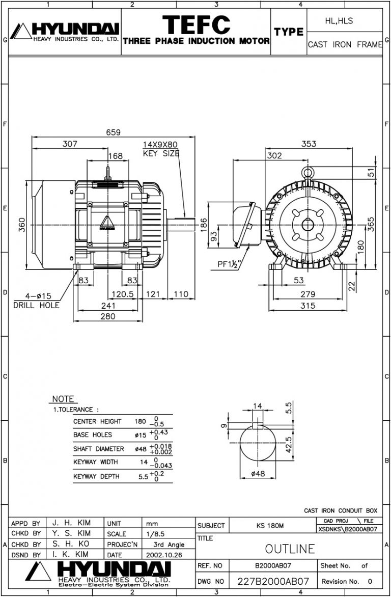 180M B3 4P용 전동기(HORIZONTAL MOTOR)