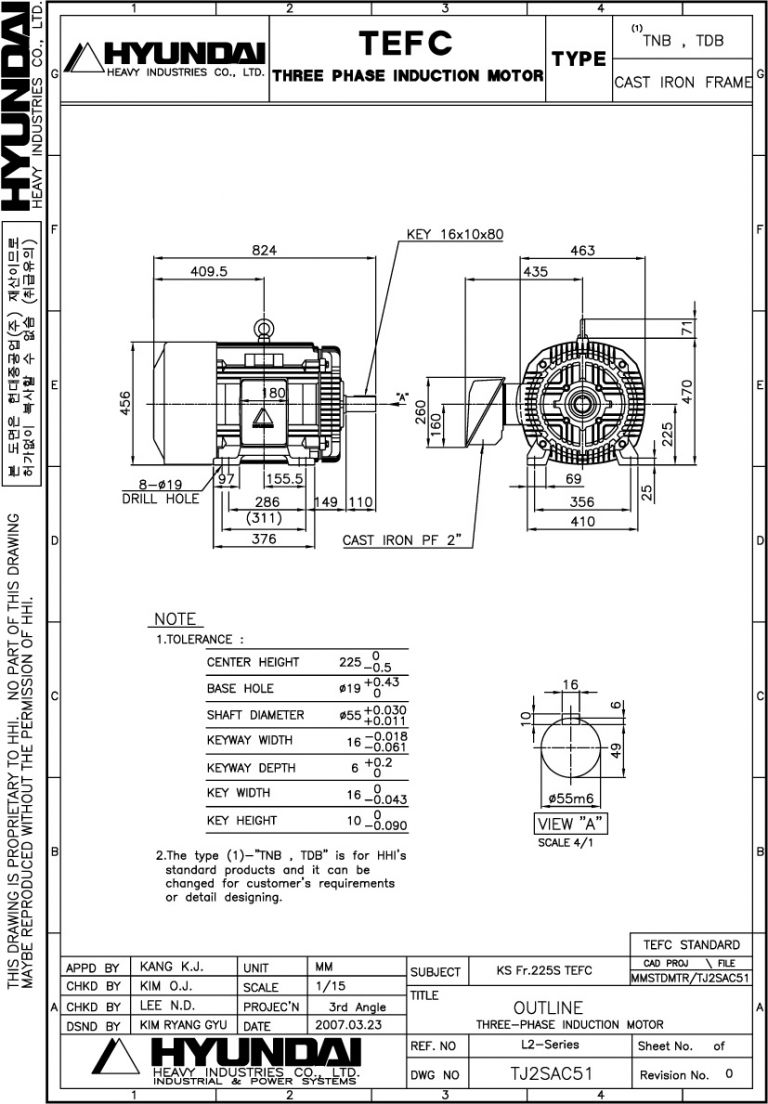 225S B3 2P용 전동기(HORIZONTAL MOTOR)