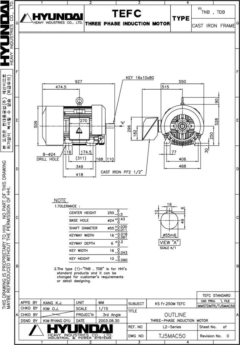 250M B3 2P용 전동기(HORIZONTAL MOTOR)