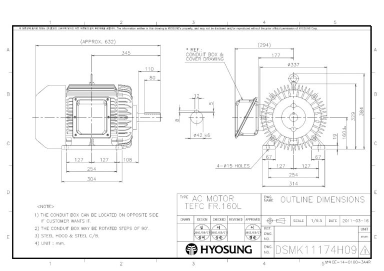 B3 FR160L 11kW(15HP) 6P, 15kW(20HP) 4P, 18.5kW(25HP) 2P용