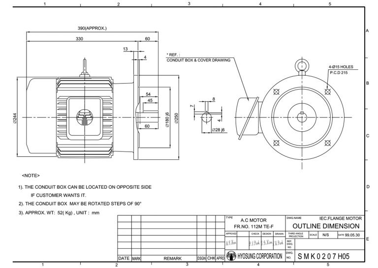 B5/V1FLANGE형  FR112M 2.2kW(3HP) 6P, 3.7kW(5HP) 4P용