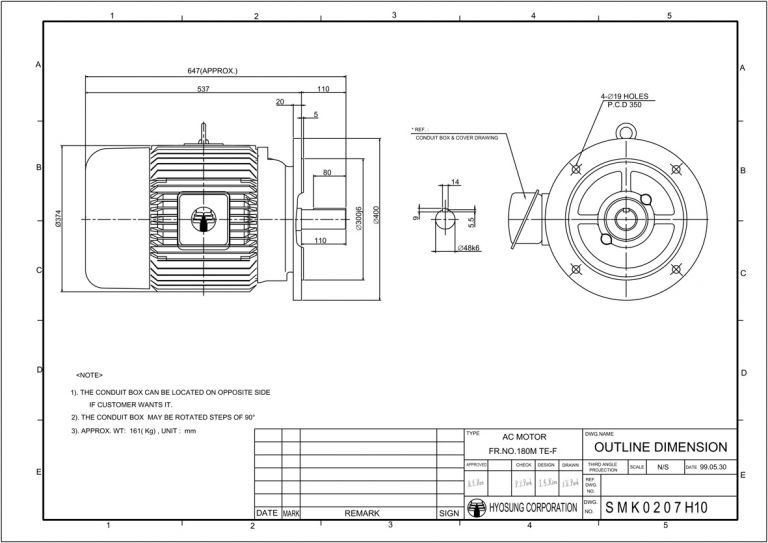 B5/V1 FLANGE형 FR180M 18.5kW(25HP), 22kW(30HP) 4P형