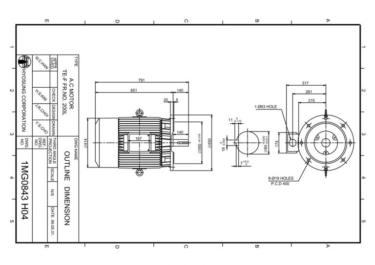 B5/V1 FLANGE형 FR200L 30kW(40HP) 6P, 37,45kW(50,60HP) 4P형
