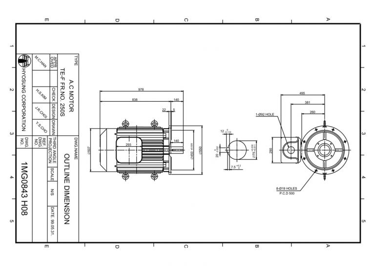 B5/V1 FLANGE형 FR250S 55kW(75HP) 6P, 75kW(100HP)4P용