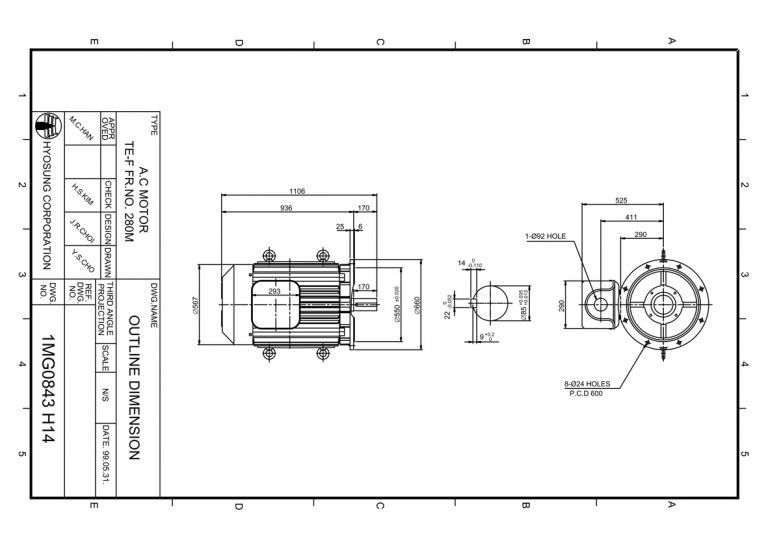 B5/V1 FLANGE형 FR280M 110kW(150HP) 6P, 132kW(175HP) 4P용